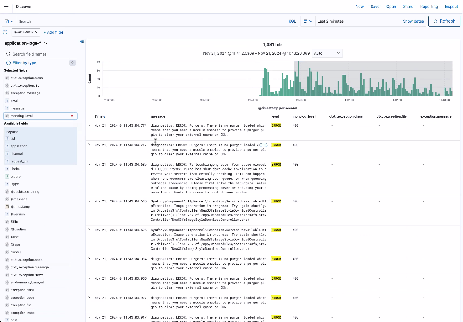 Application logs