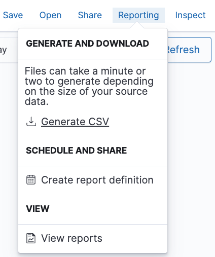 Screenshot of reports page with "Generate CSV" link.