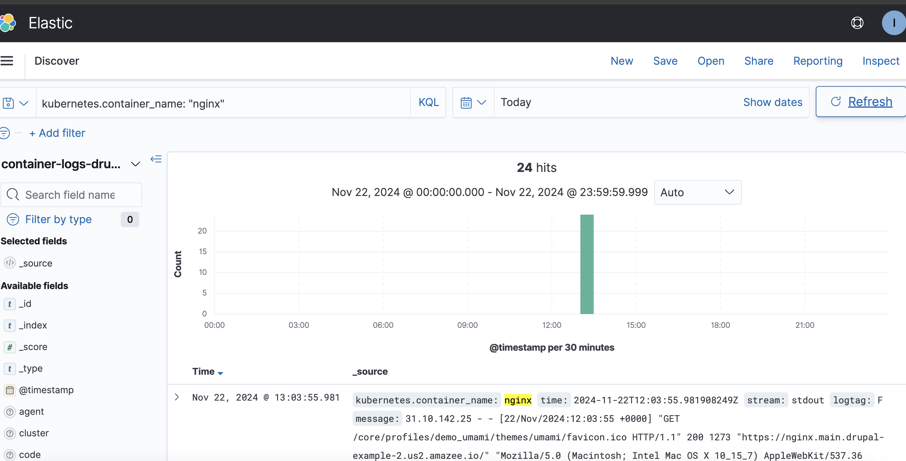 Logs from nginx container